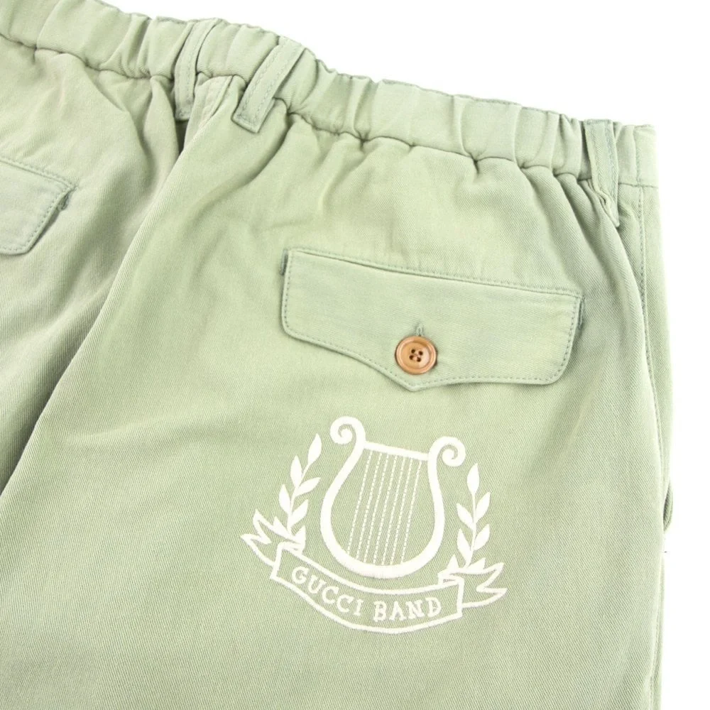 Gucci Green Cotton Embroidered Logo Pants Gucci Band - 30